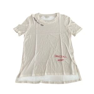 Carbon Copy T-shirt Womens S White Embroidered Dream Dance All Night T Shirt NWT